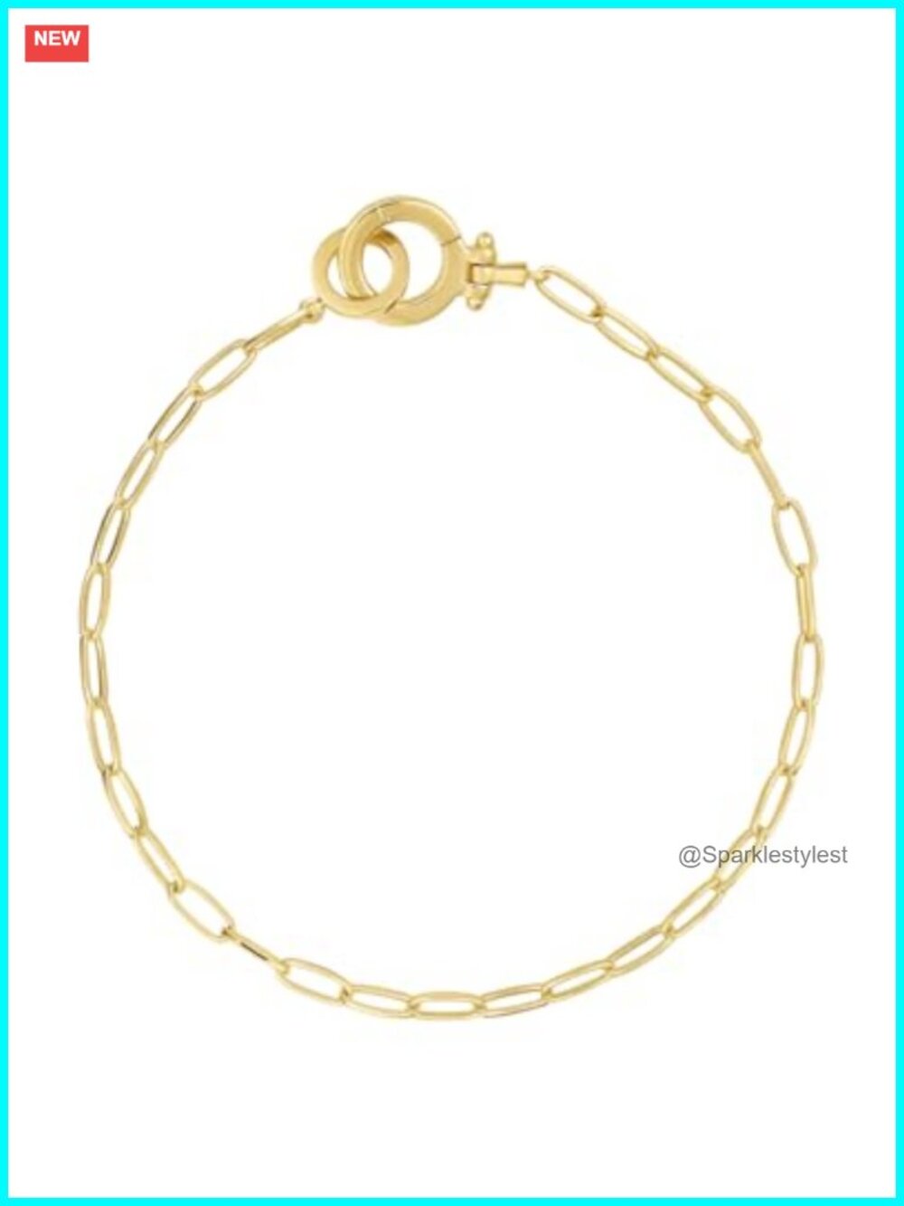 18k Gold Plated Brass Chain Link Bracelet Hinge Closure Classic Design